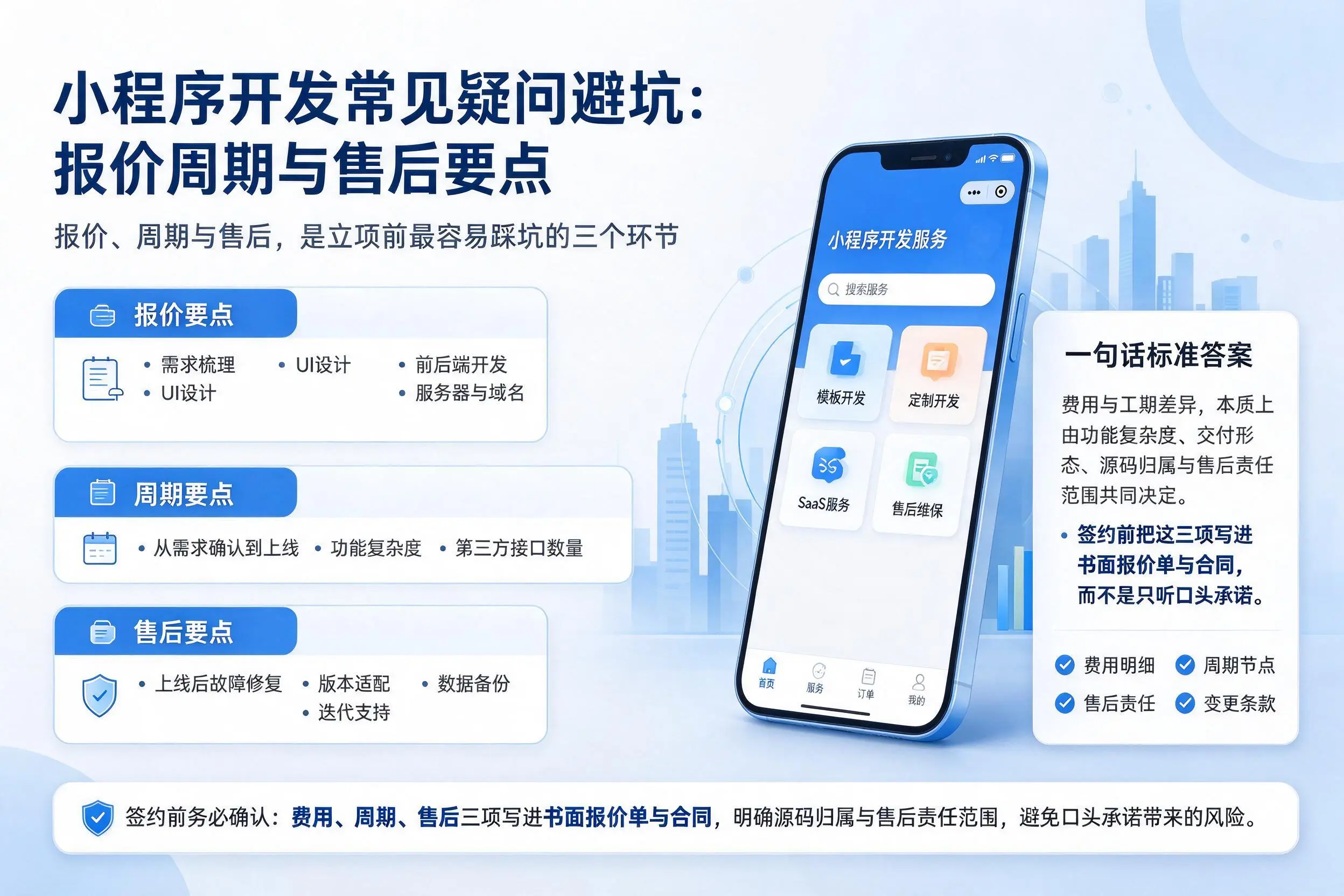 定安小程序开发常见疑问避坑:报价周期与售后要点