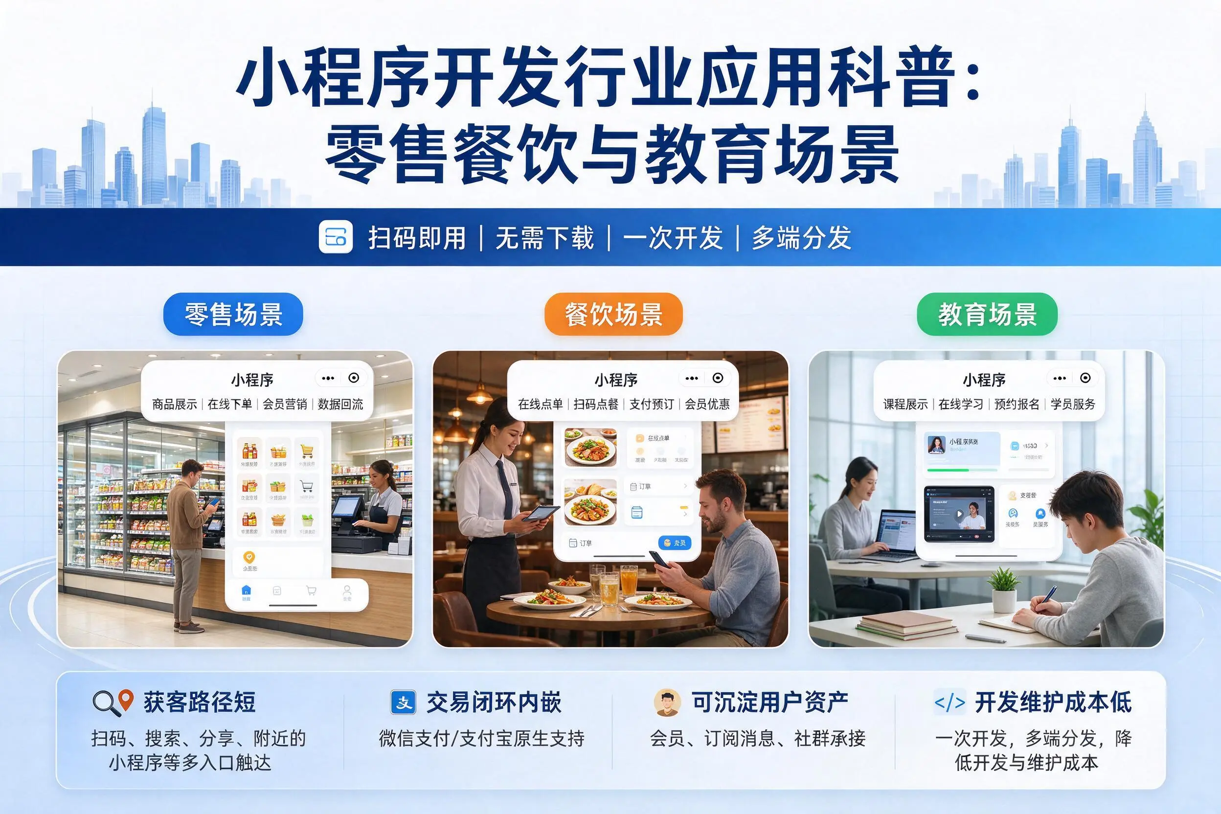 定安小程序开发行业应用科普：零售餐饮与教育场景