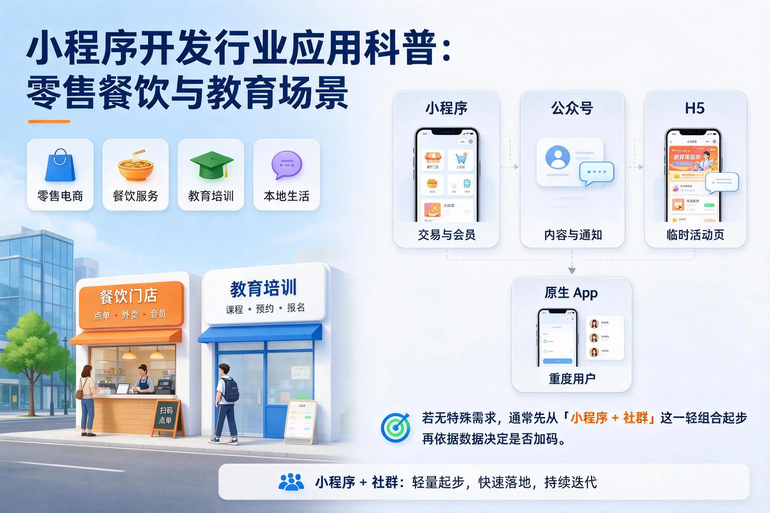 定安小程序开发行业应用科普：零售餐饮与教育场景