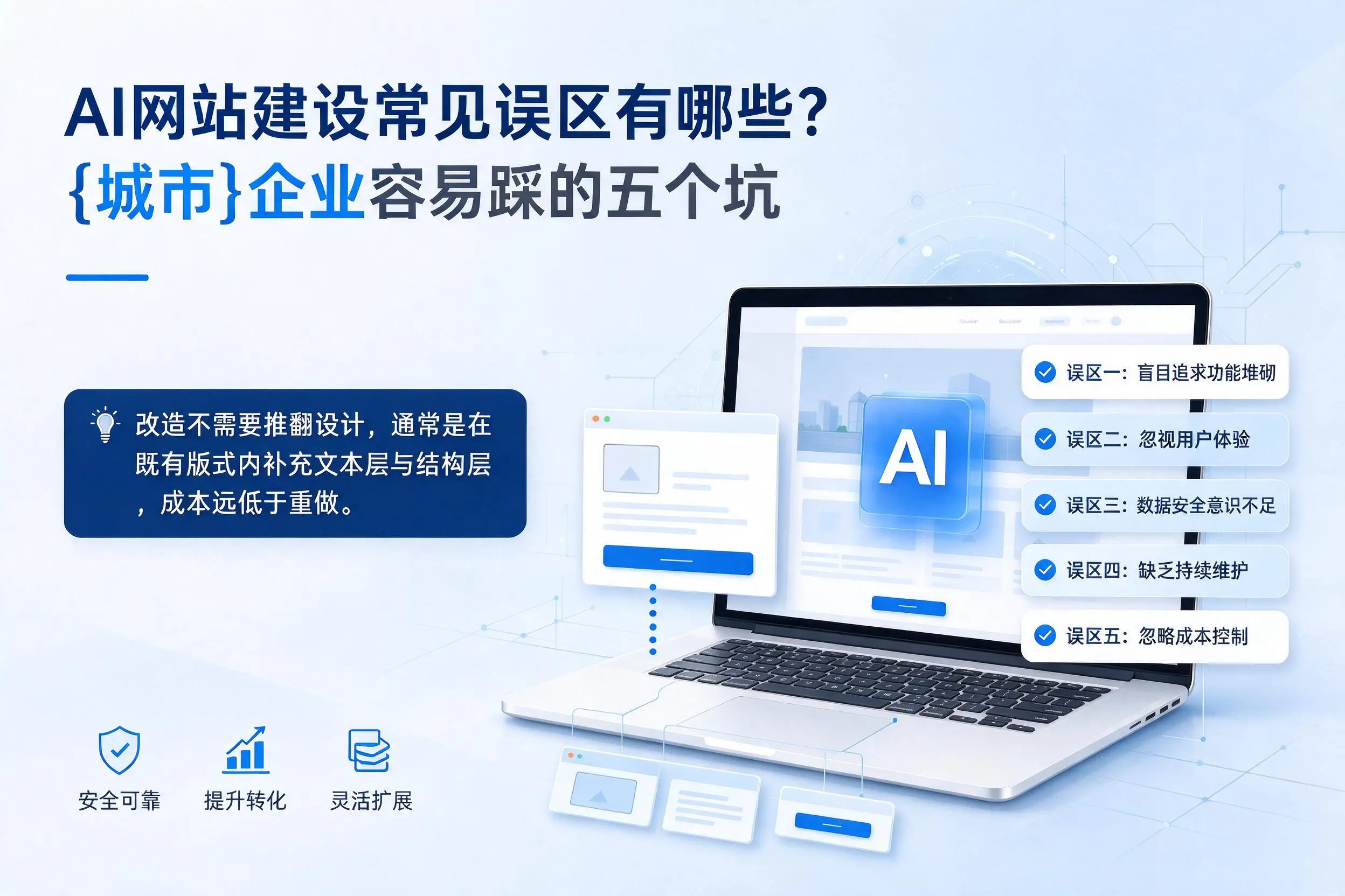 AI网站建设常见误区有哪些？定安企业容易踩的五个坑