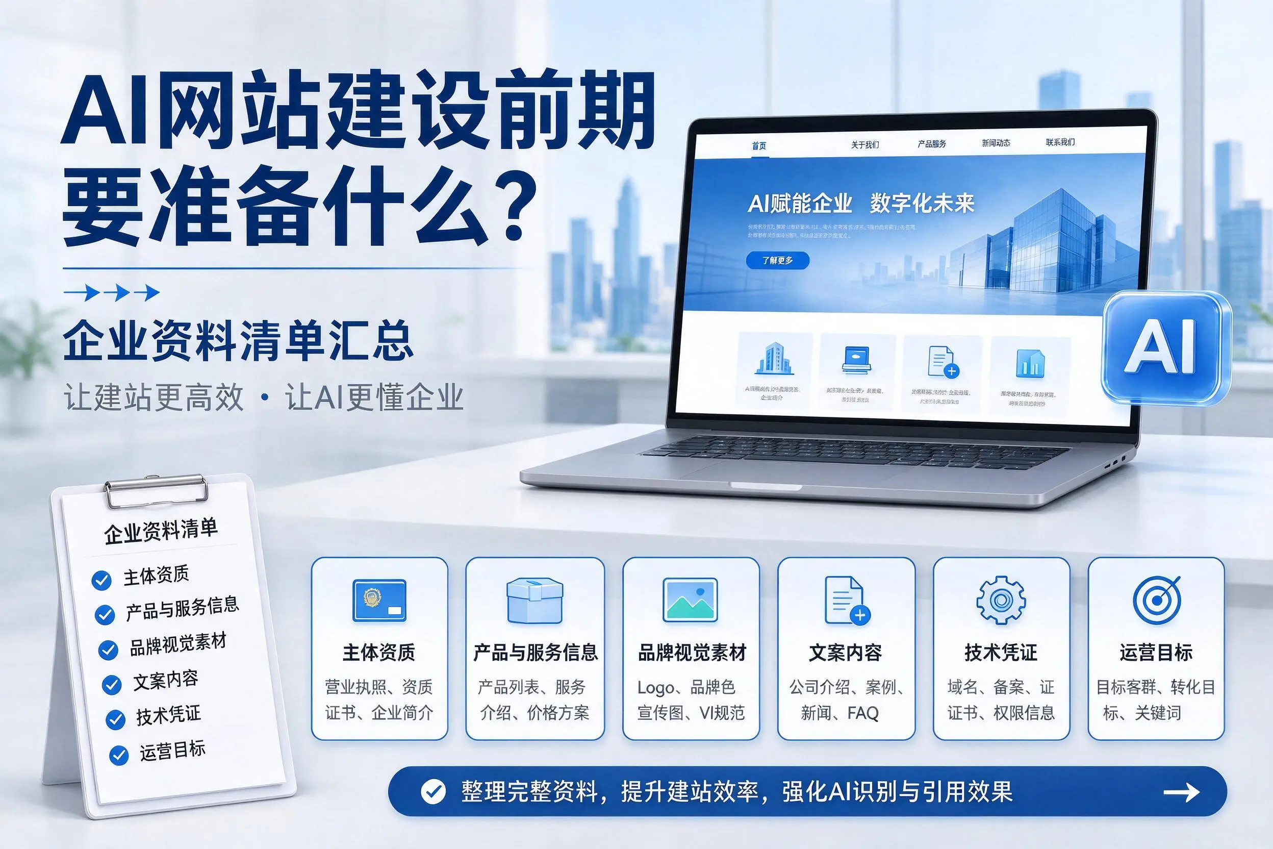 AI网站建设前期要准备什么？定安企业资料清单汇总