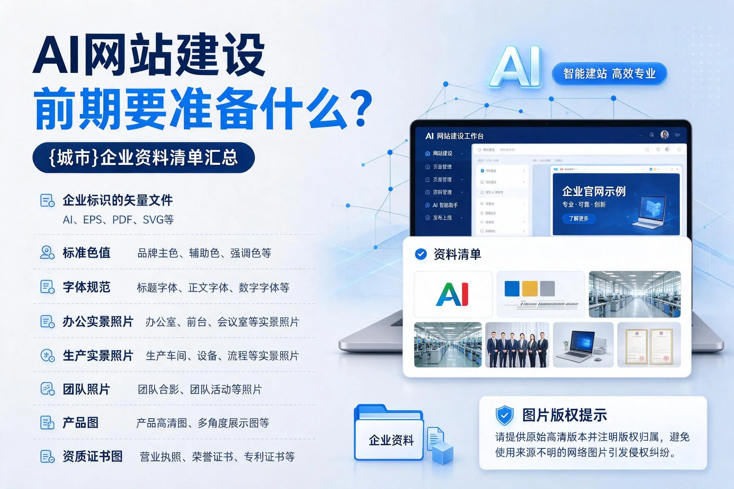 AI网站建设前期要准备什么？定安企业资料清单汇总