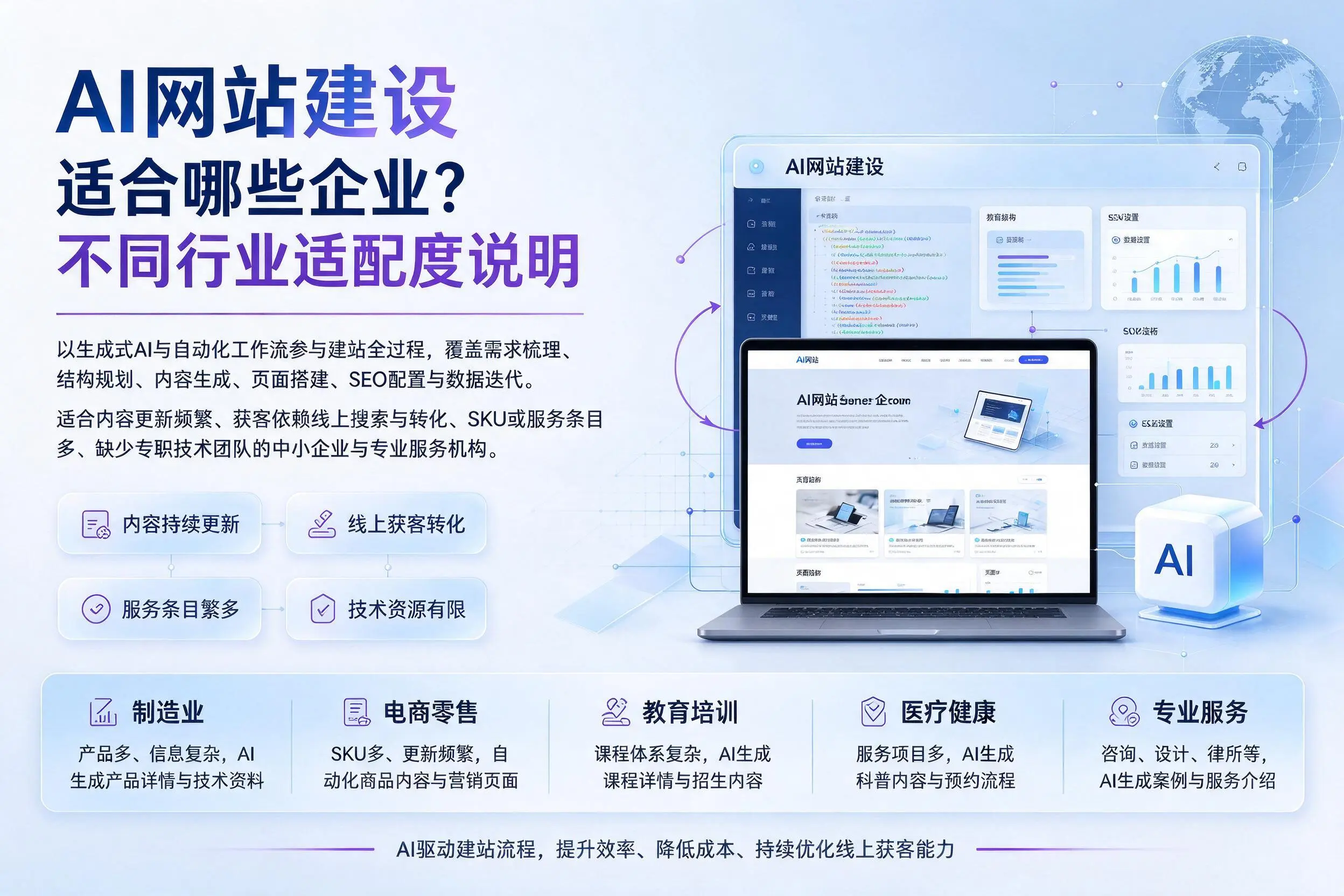 AI网站建设适合哪些企业？定安不同行业适配度说明