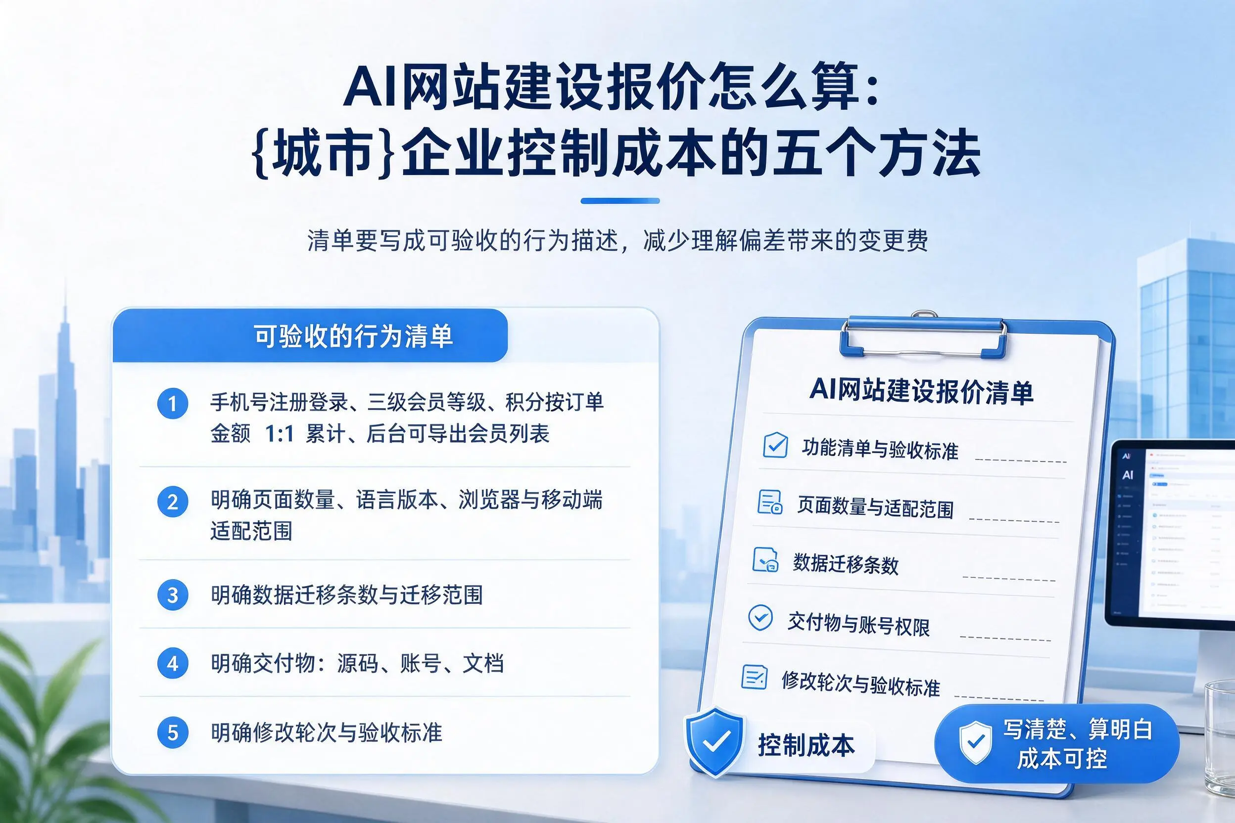 AI网站建设报价怎么算：定安企业控制成本的五个方法